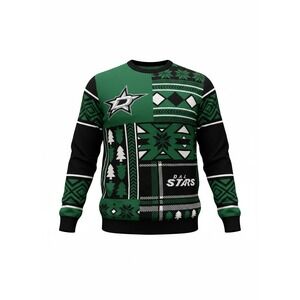 NHL Dallas Stars Ugly Christmas Sweater Green Black Patchwork Mens Large